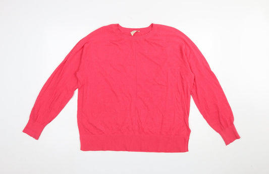 Hush Women’s Pink Linen Cotton Crew Neck Pullover Jumper Size M