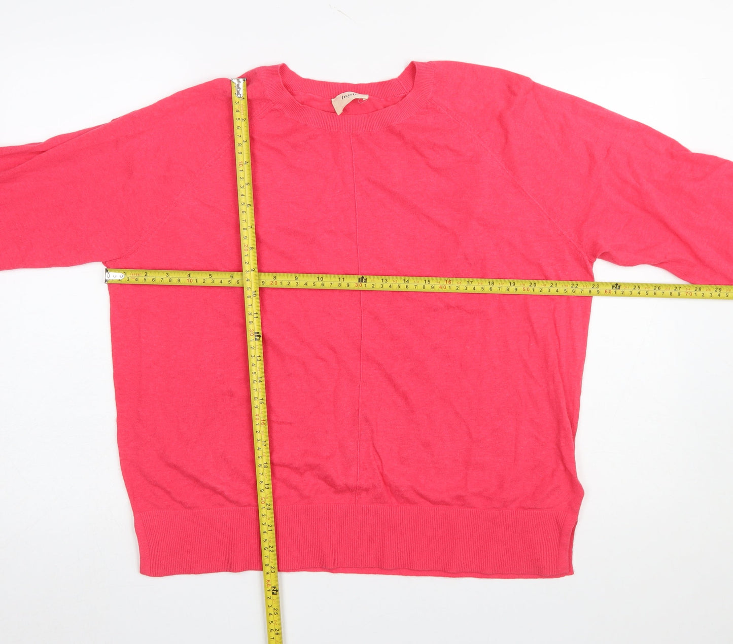 Hush Women’s Pink Linen Cotton Crew Neck Pullover Jumper Size M