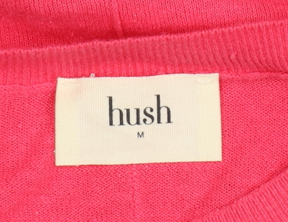 Hush Women’s Pink Linen Cotton Crew Neck Pullover Jumper Size M