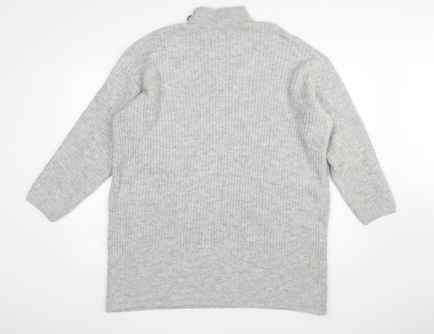 River Island Women’s Grey Mock Neck Knit Jumper Size M