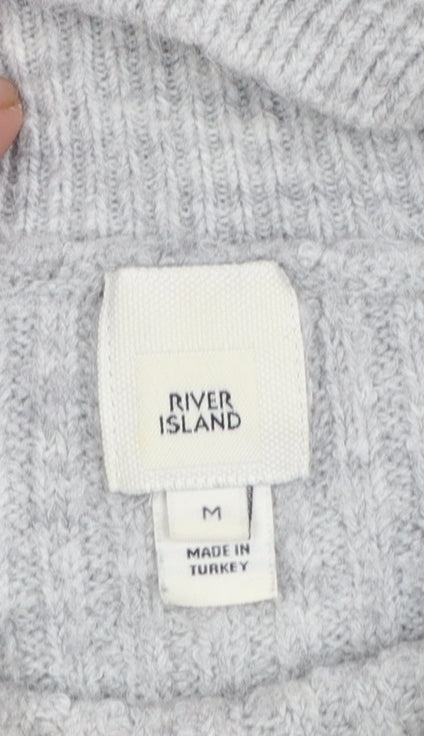 River Island Women’s Grey Mock Neck Knit Jumper Size M