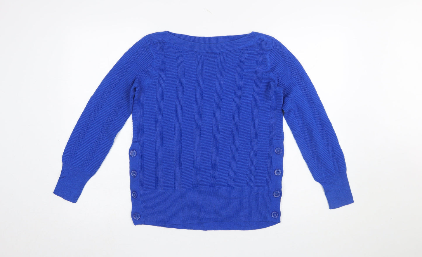 Marks and Spencer Per Una Blue Button Detail Women's Size 8 Jumper