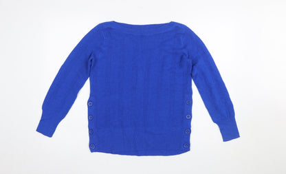 Marks & Spencer Per Una Blue Button Detail Women's Size 8 Jumper