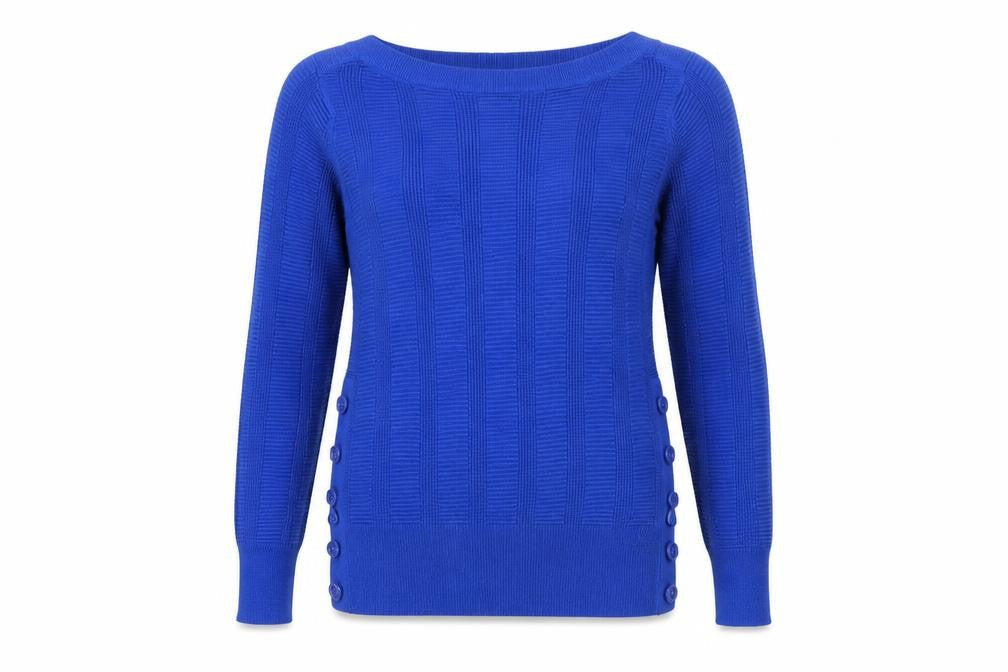 Marks & Spencer Per Una Blue Button Detail Women's Size 8 Jumper