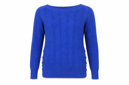 Marks & Spencer Per Una Blue Button Detail Women's Size 8 Jumper