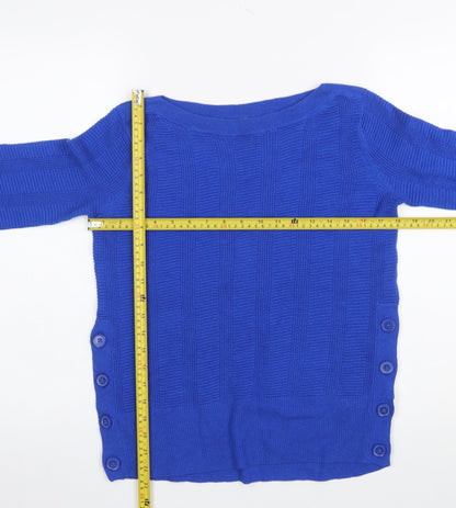 Marks & Spencer Per Una Blue Button Detail Women's Size 8 Jumper