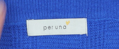Marks & Spencer Per Una Blue Button Detail Women's Size 8 Jumper