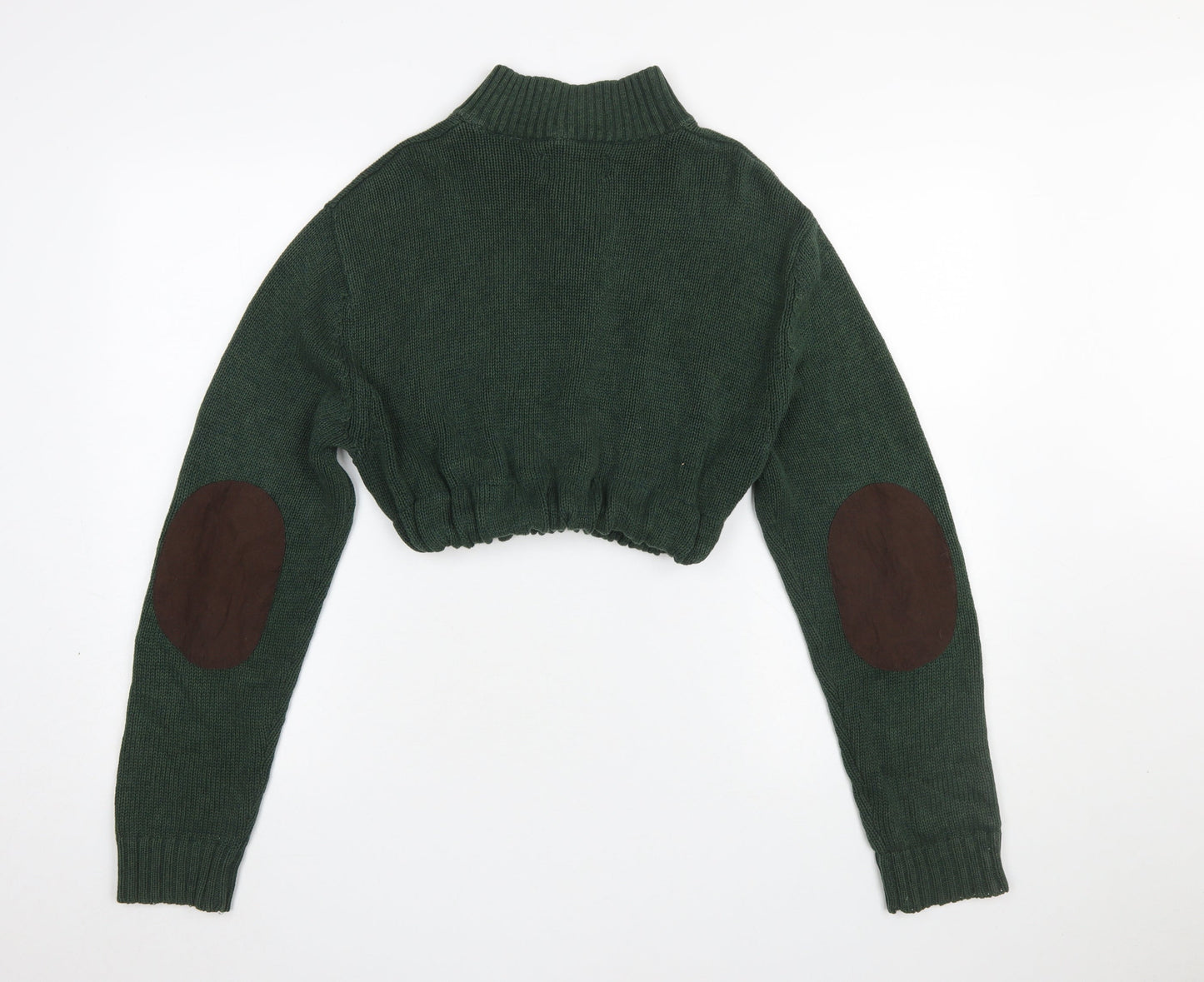 Chaps Women's Green Cotton Henley Mock Neck Knit Jumper Size M