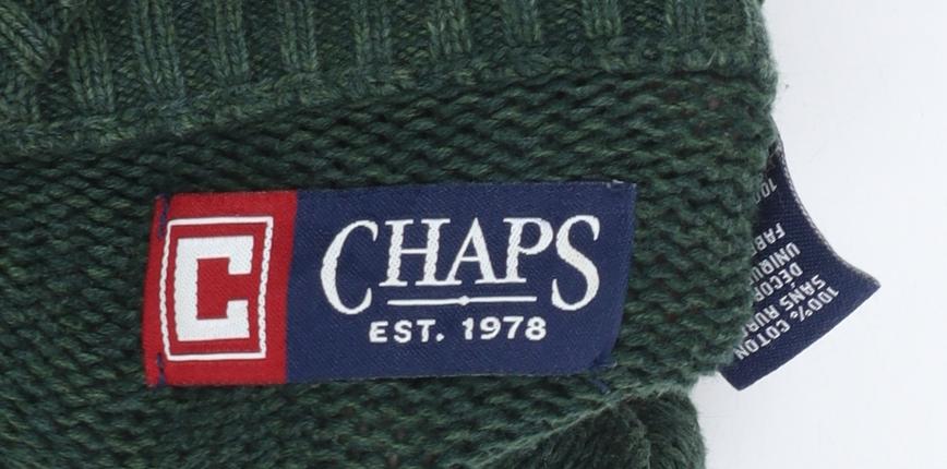 Chaps Women's Green Cotton Henley Mock Neck Knit Jumper Size M