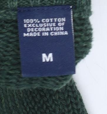 Chaps Women's Green Cotton Henley Mock Neck Knit Jumper Size M
