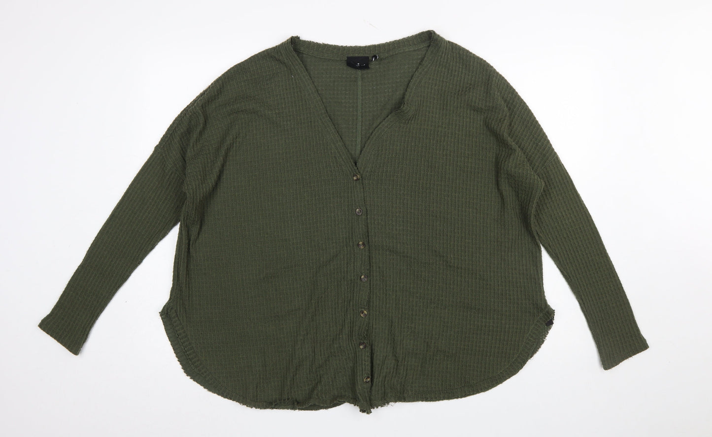 Out From Under Women’s Green Button-Up Long Sleeve Knit Top S