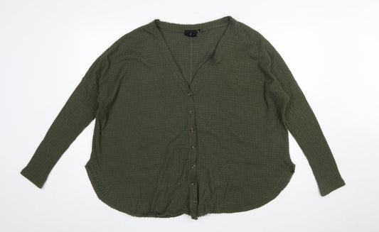 Out From Under Women’s Green Button-Up Long Sleeve Knit Top S