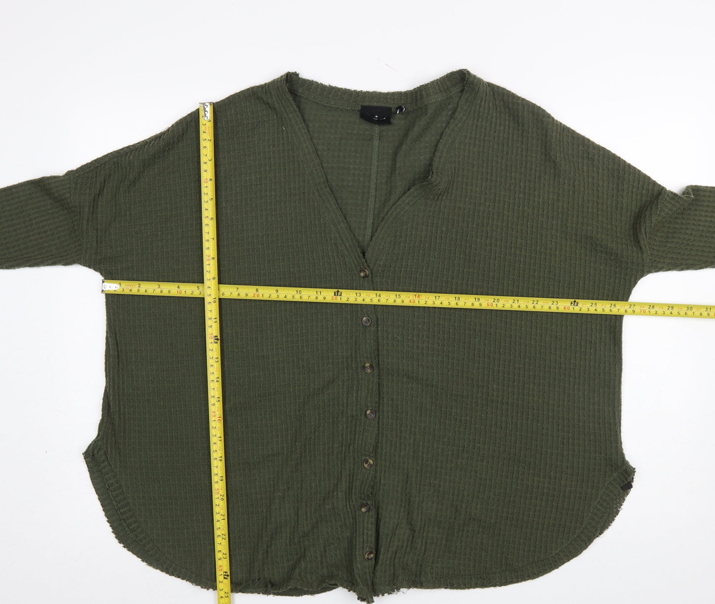 Out From Under Women’s Green Button-Up Long Sleeve Knit Top S