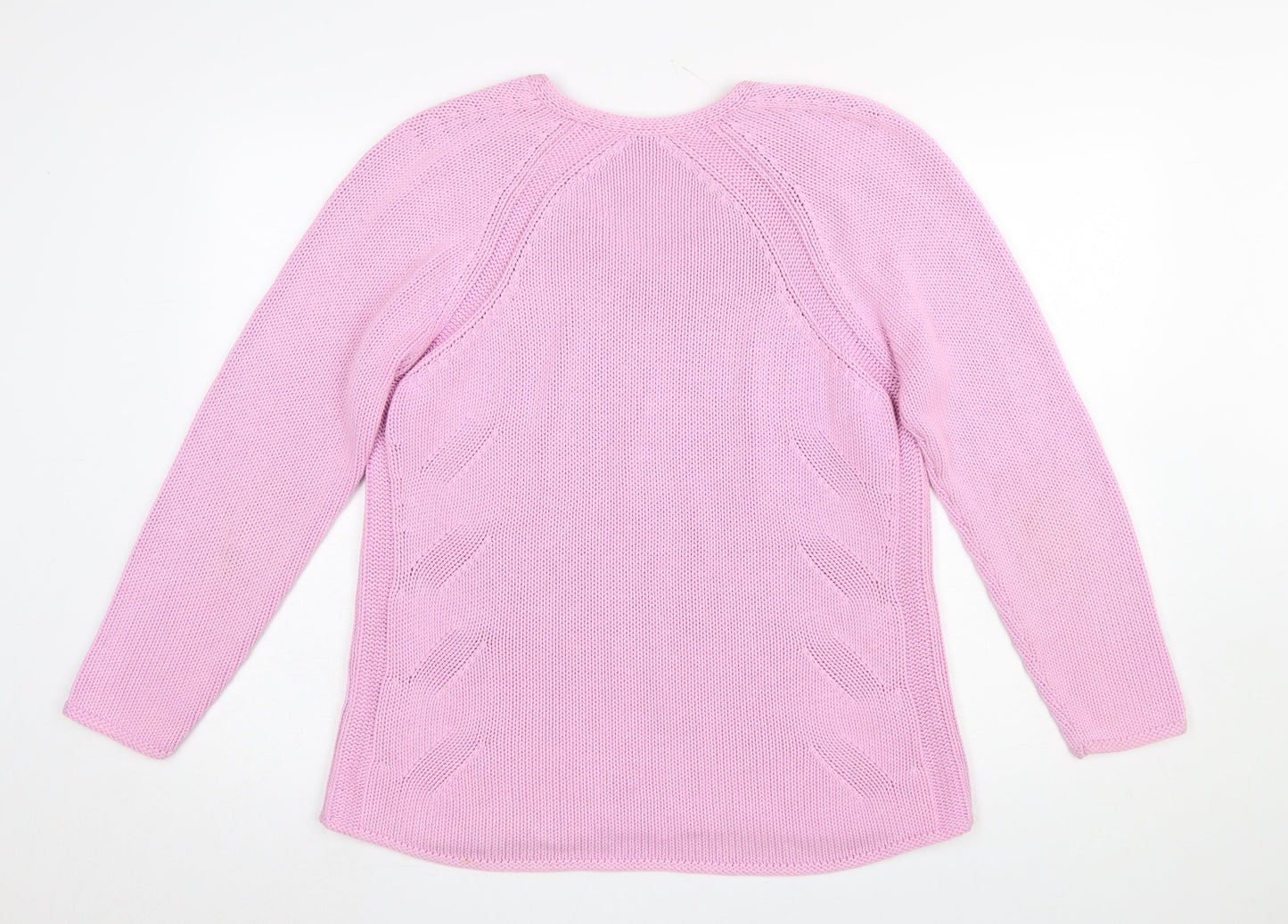 Brax Women Pink V-Neck Long Sleeve Cotton Knit Jumper Size 16
