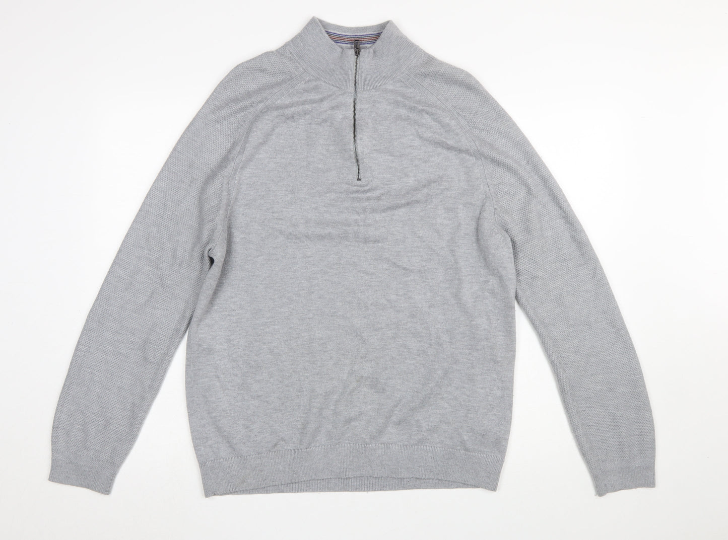 Ted Baker Men’s Grey High Neck 1/2 Zip Jumper Size L