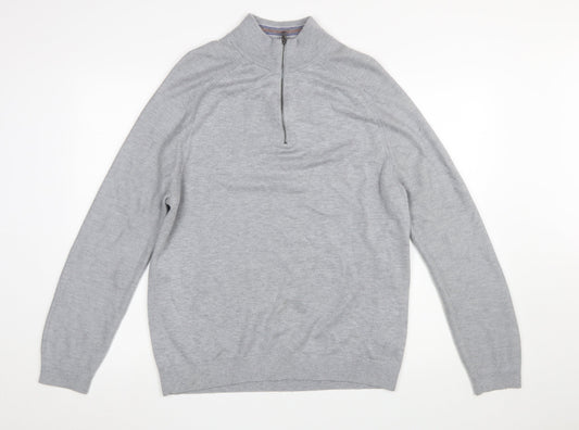 Ted Baker Men’s Grey High Neck 1/2 Zip Jumper Size L