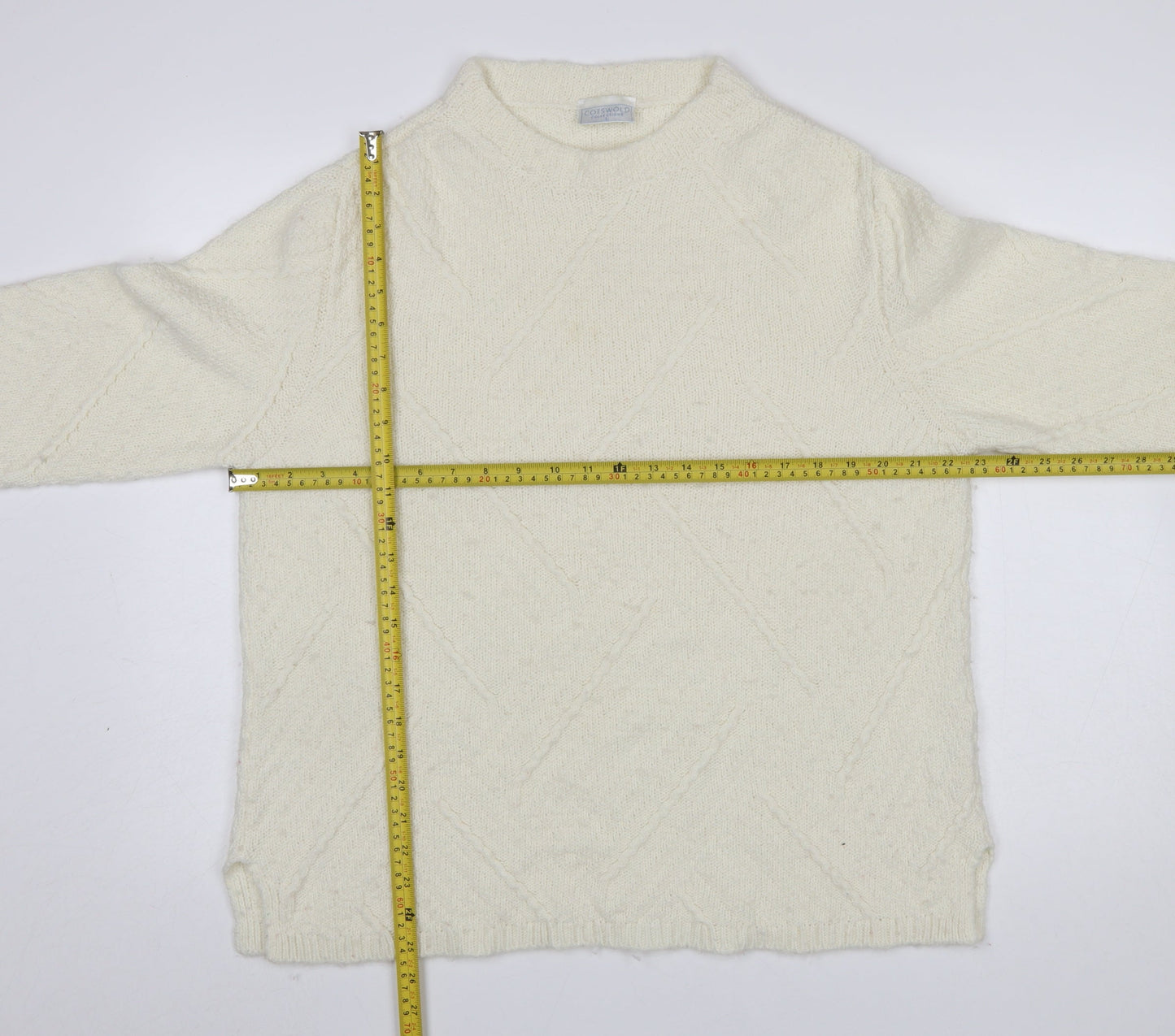 Cotswold Collections Women Ivory Mock Neck Wool Blend Jumper L