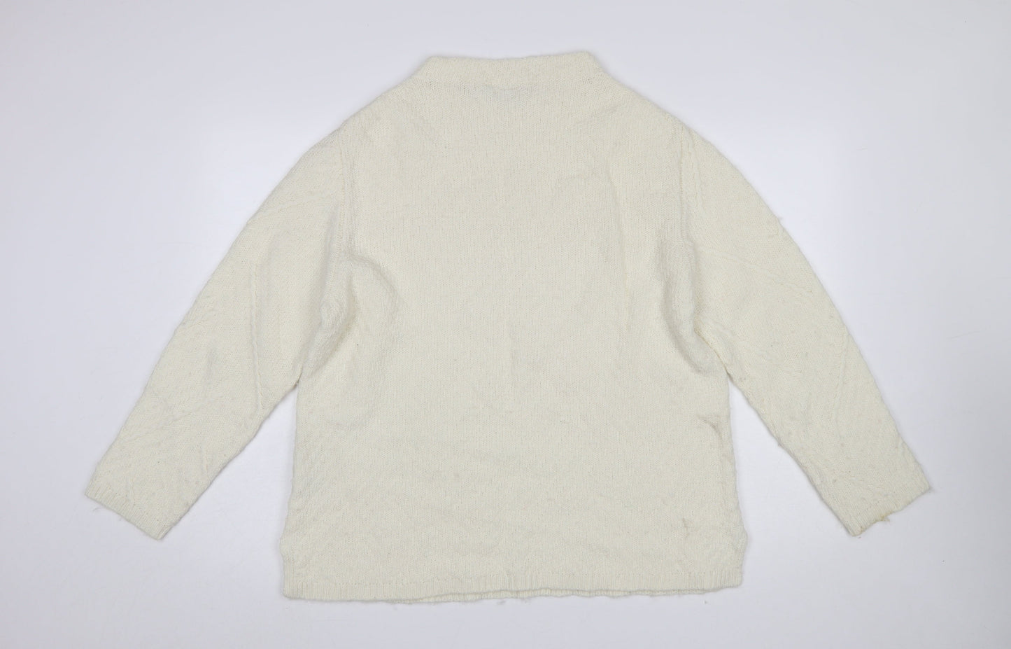 Cotswold Collections Women Ivory Mock Neck Wool Blend Jumper L