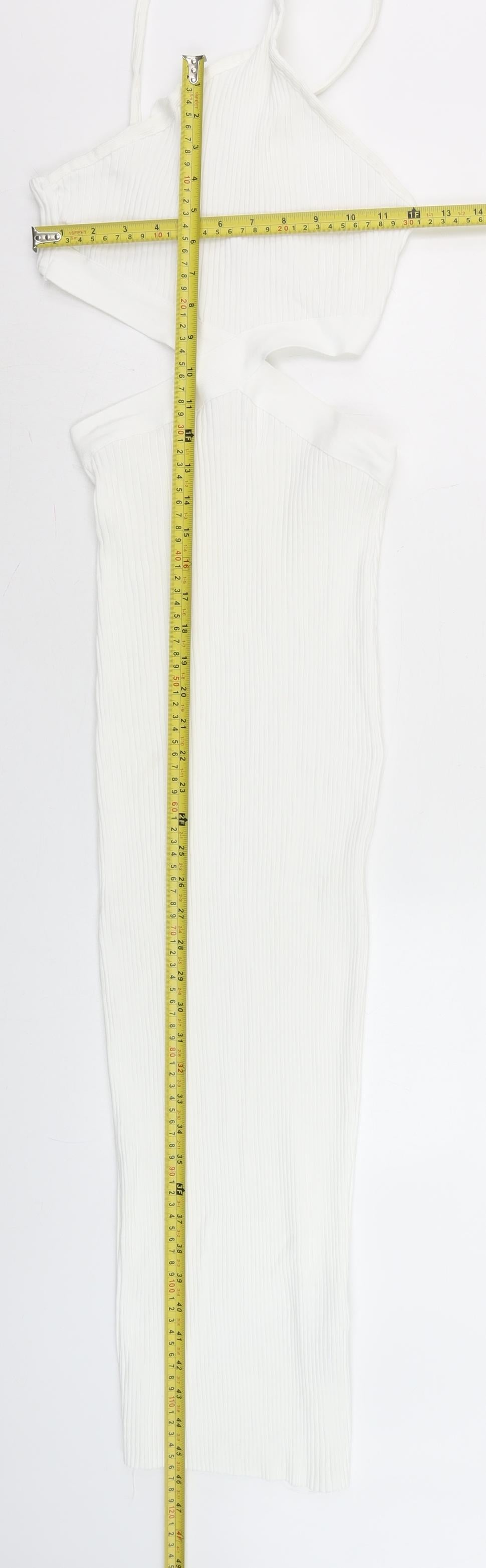 Zara Women White Halter Cut Out Bodycon Midi Dress Size 14