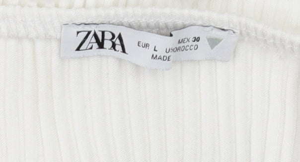 Zara Women White Halter Cut Out Bodycon Midi Dress Size 14