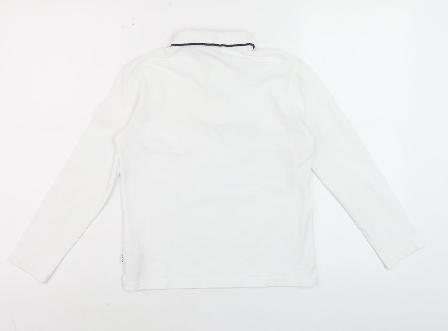 BOSS Boys White Long Sleeve Polo Shirt 10 Years Cotton Casual Top