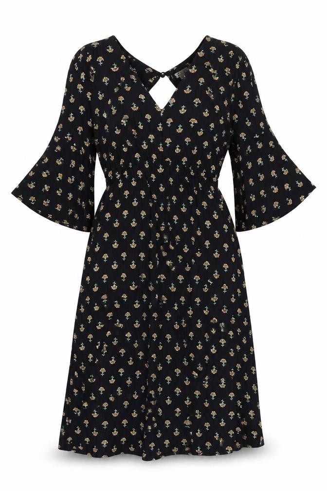 Billabong Women's Black Floral Wrap Midi Dress Size S