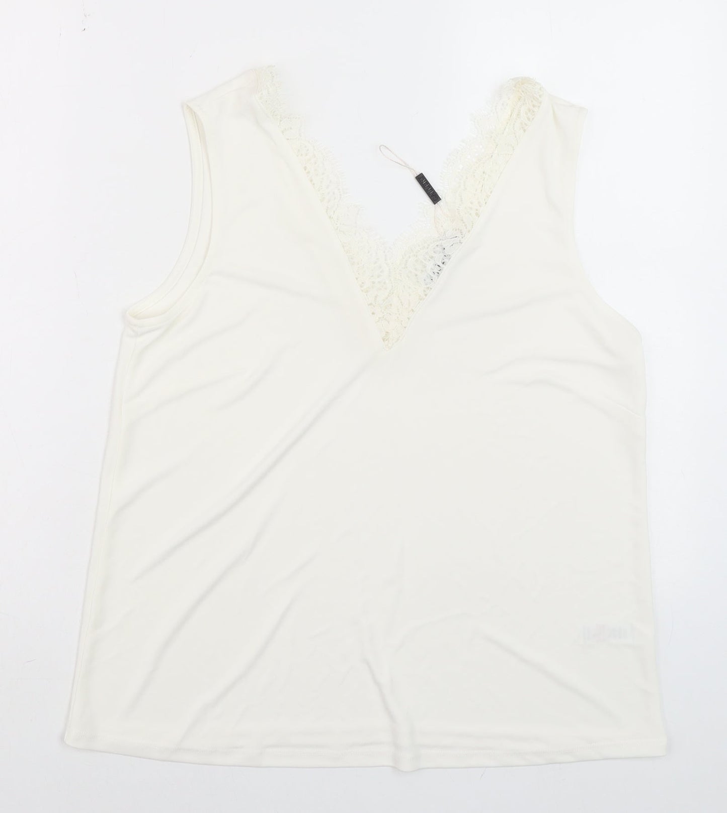 Gallery Women Ivory Lace V-Neck Camisole Tank Top M