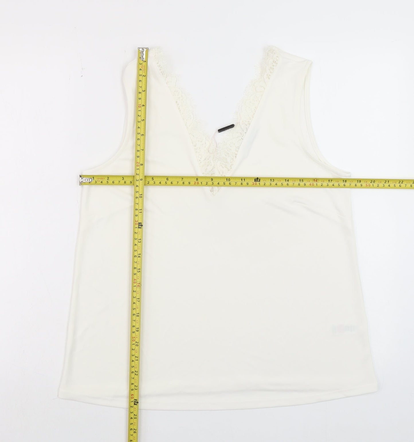 Gallery Women Ivory Lace V-Neck Camisole Tank Top M