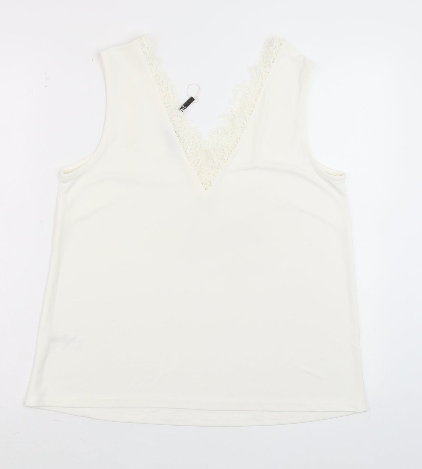 Gallery Women Ivory Lace V-Neck Camisole Tank Top M