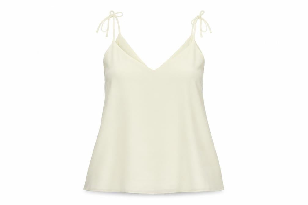 River Island Women Ivory Camisole V-Neck Spaghetti Strap Top Size 16