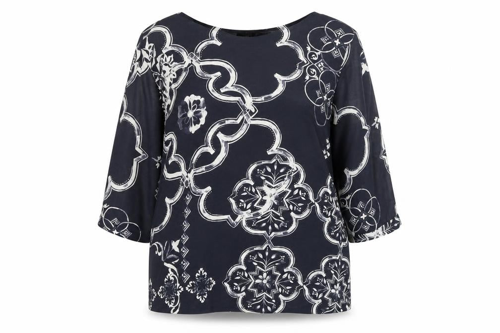 Next Women’s Blue Geometric Tunic Blouse Size 16
