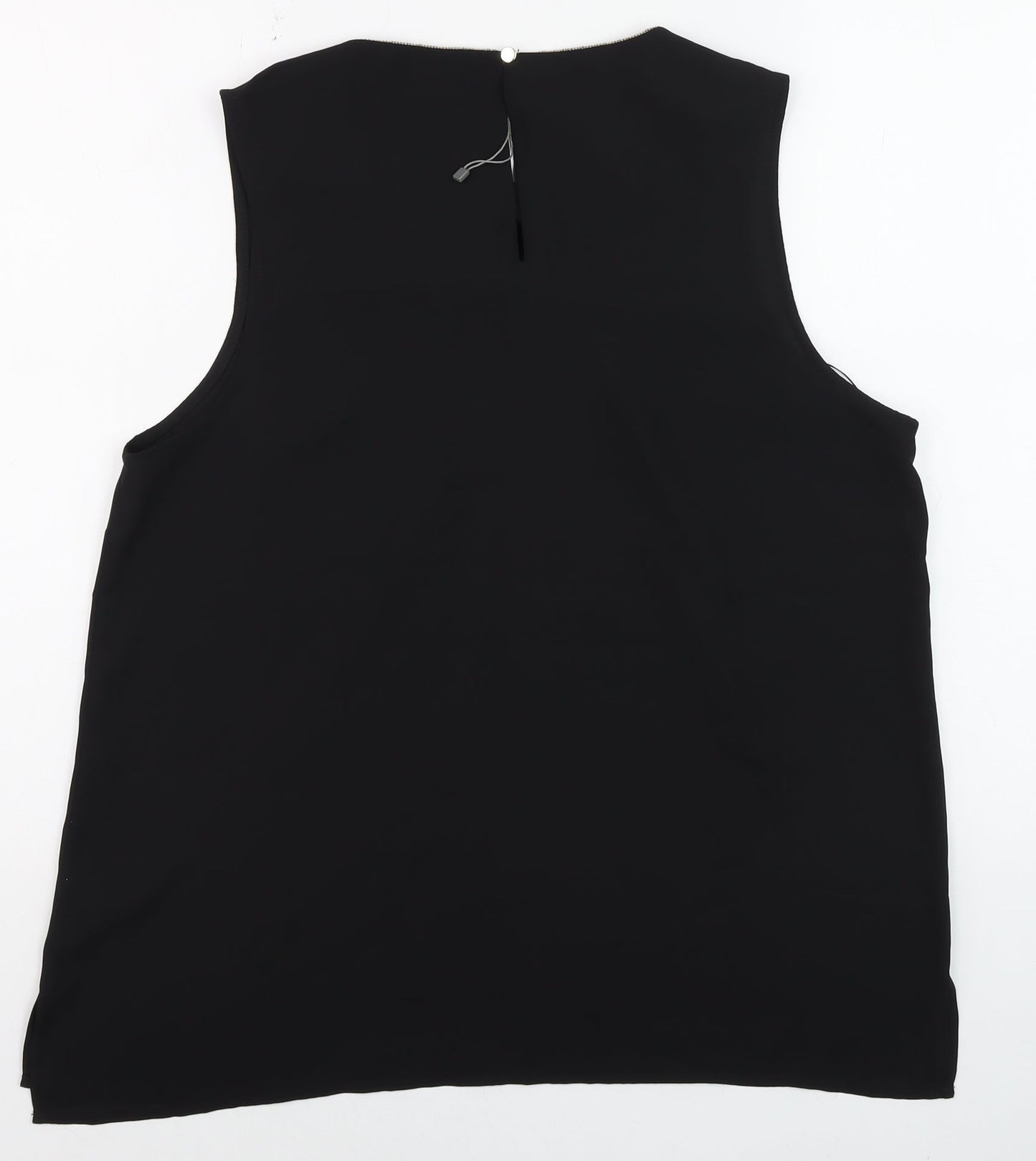 Oasis Women Black Sleeveless Pleated Chiffon Blouse Size 16