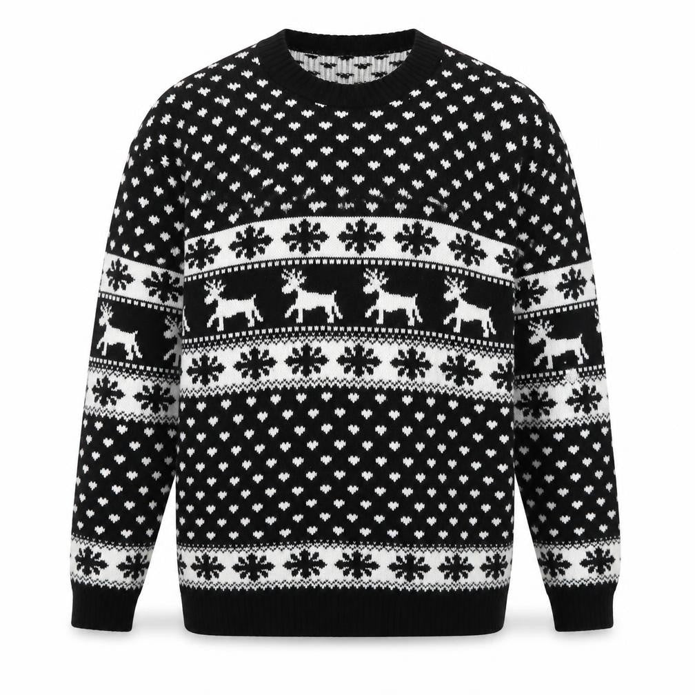Lady Ice Men Black 2XL Fair Isle Christmas Jumper
