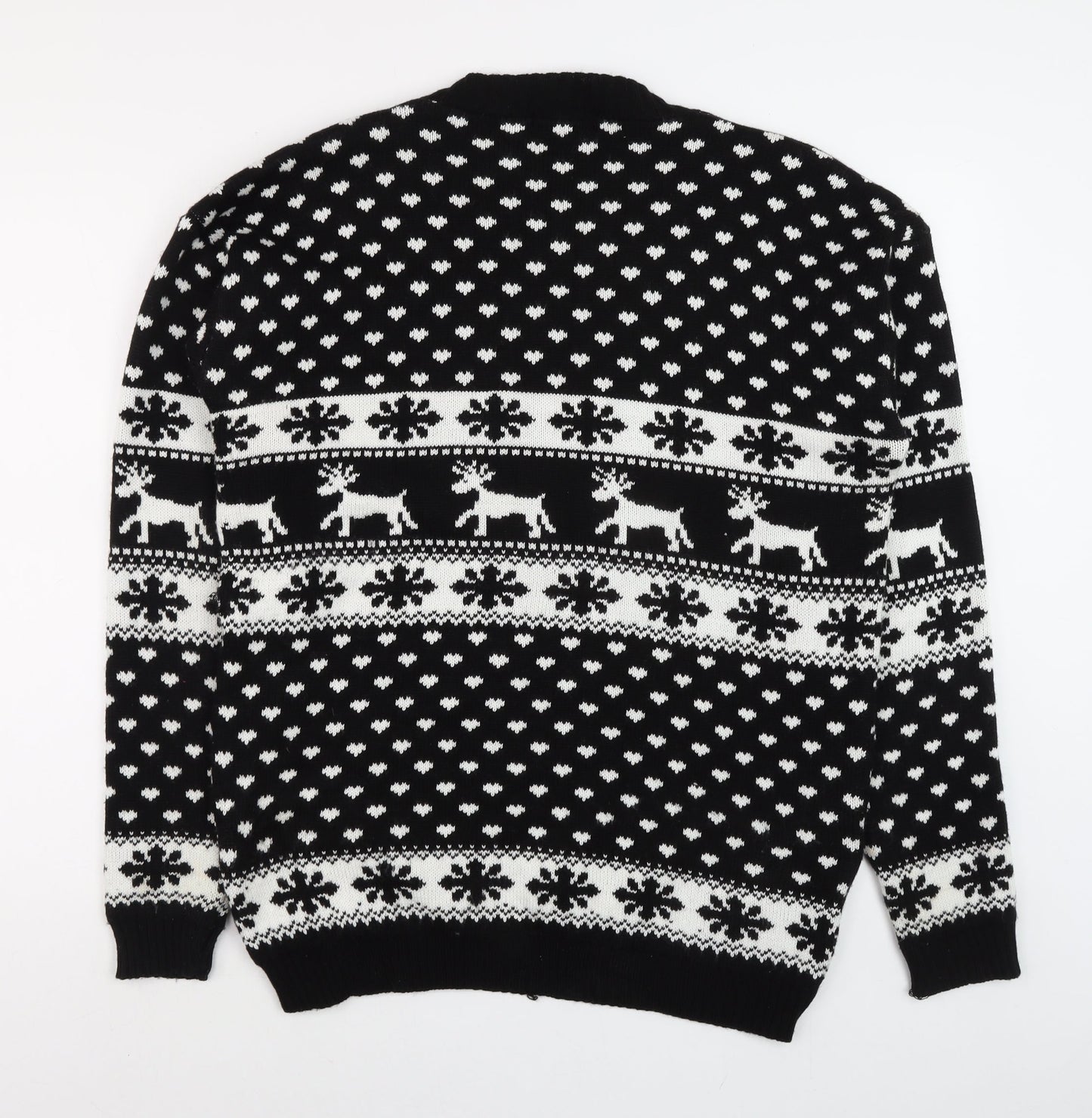 Lady Ice Men Black 2XL Fair Isle Christmas Jumper