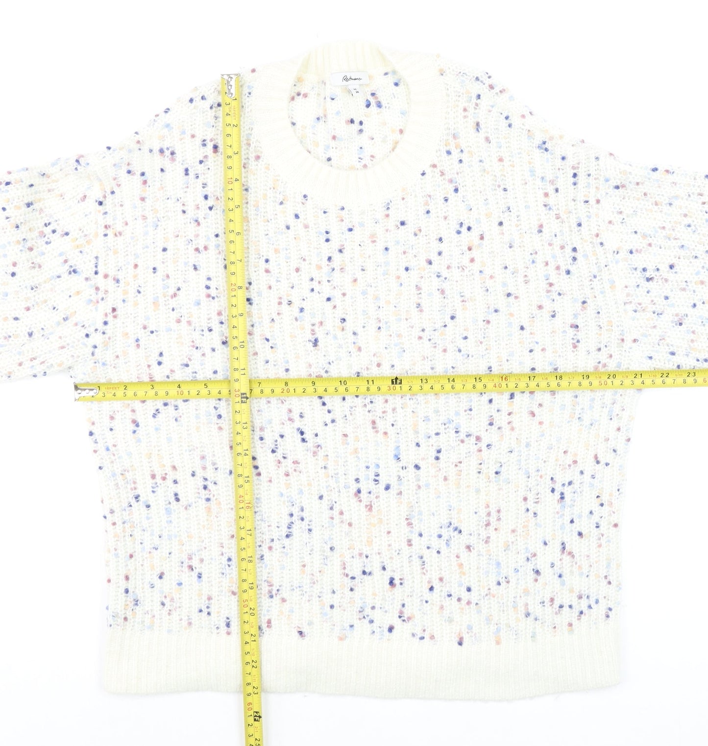 Reitmans Womens Ivory Chunky Knit Speckled Pullover Jumper Size M