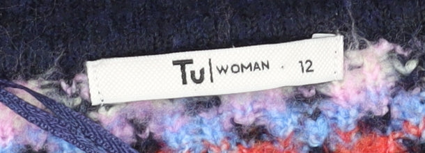 Tu Women’s Multicoloured Fair Isle Knit Jumper Size 12 Crew Neck