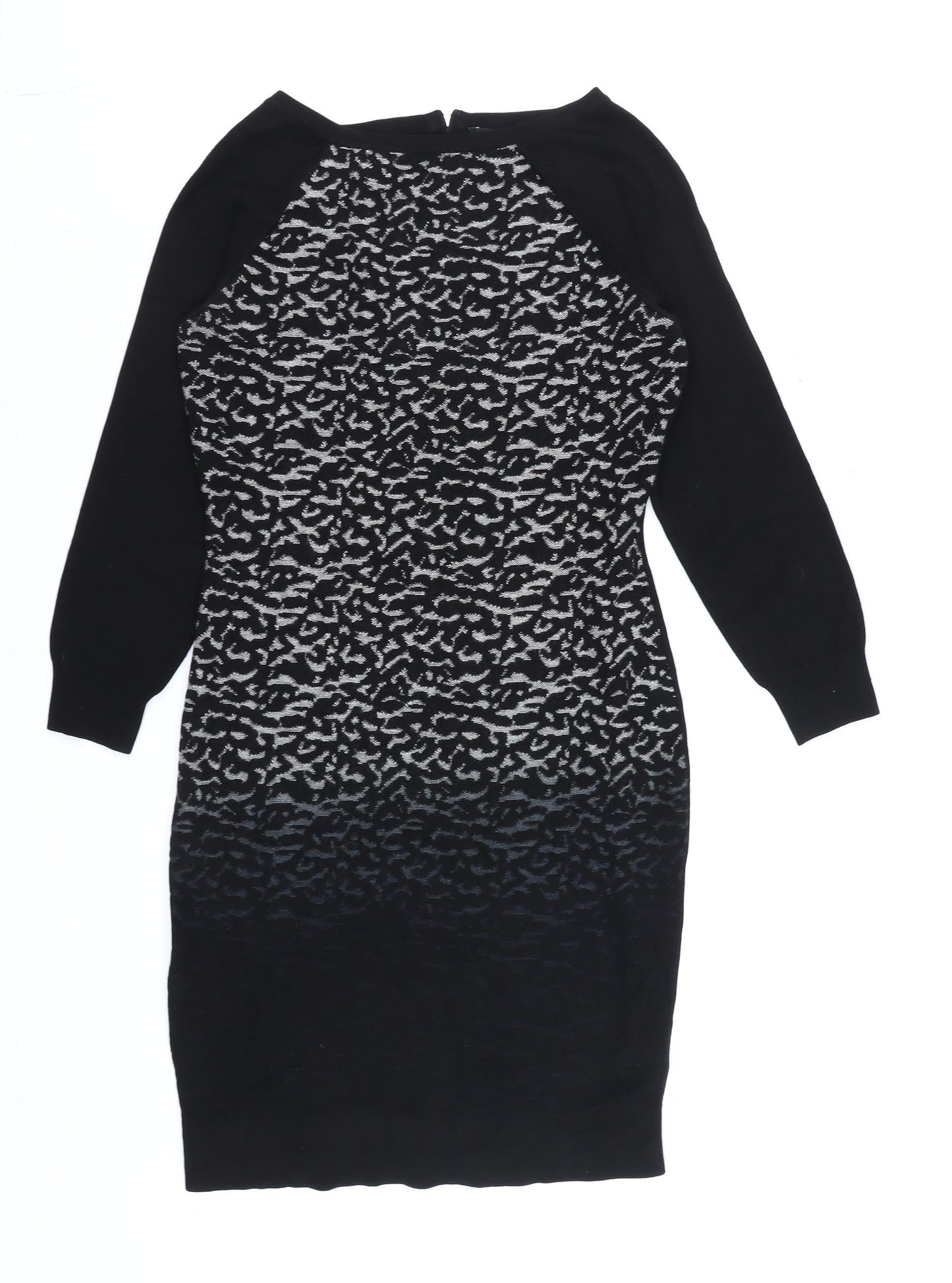 Karen Millen Women Black Animal Print Knit Bodycon Dress Size 12
