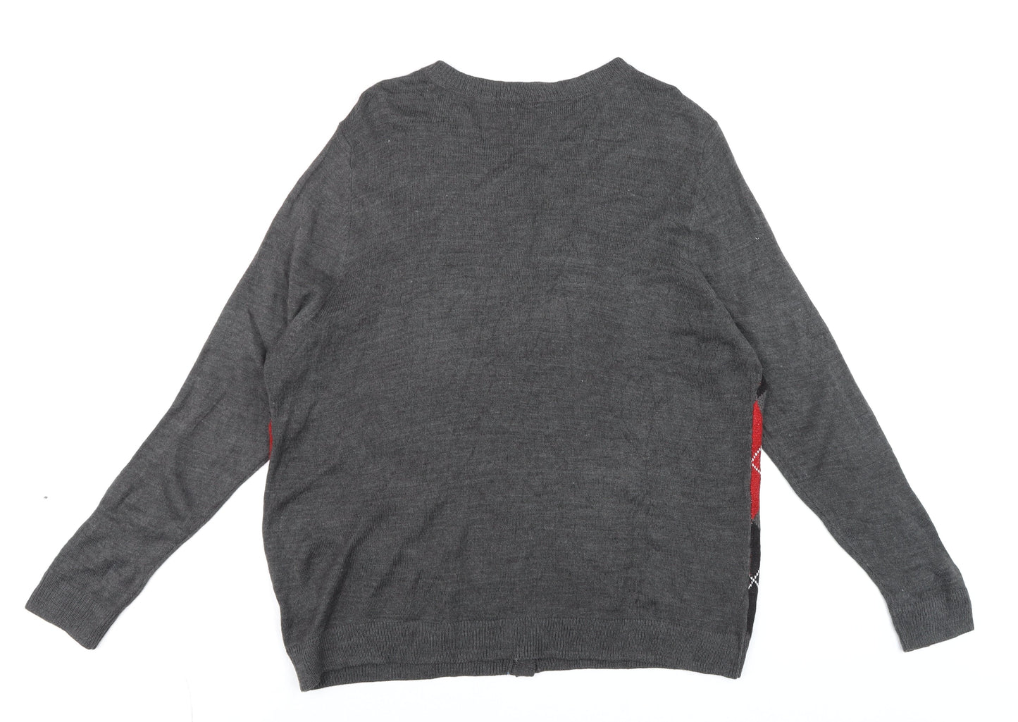 Croft & Barrow Men's Grey Argyle Cardigan 2XL Acrylic Knit