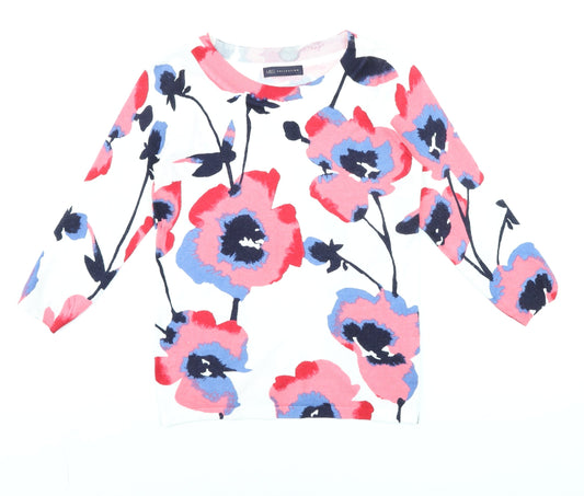 Marks and Spencer Women's Multicoloured Floral 3/4 Sleeve Jersey T-Shirt UK 8