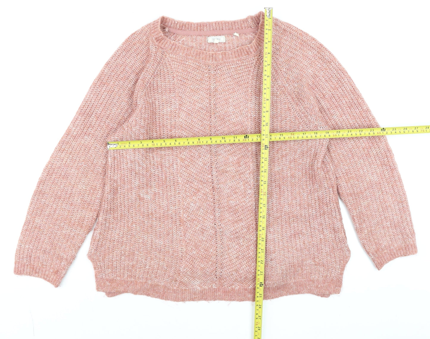 Fat Face Women Pink Chunky Knit Pullover Jumper Size 12