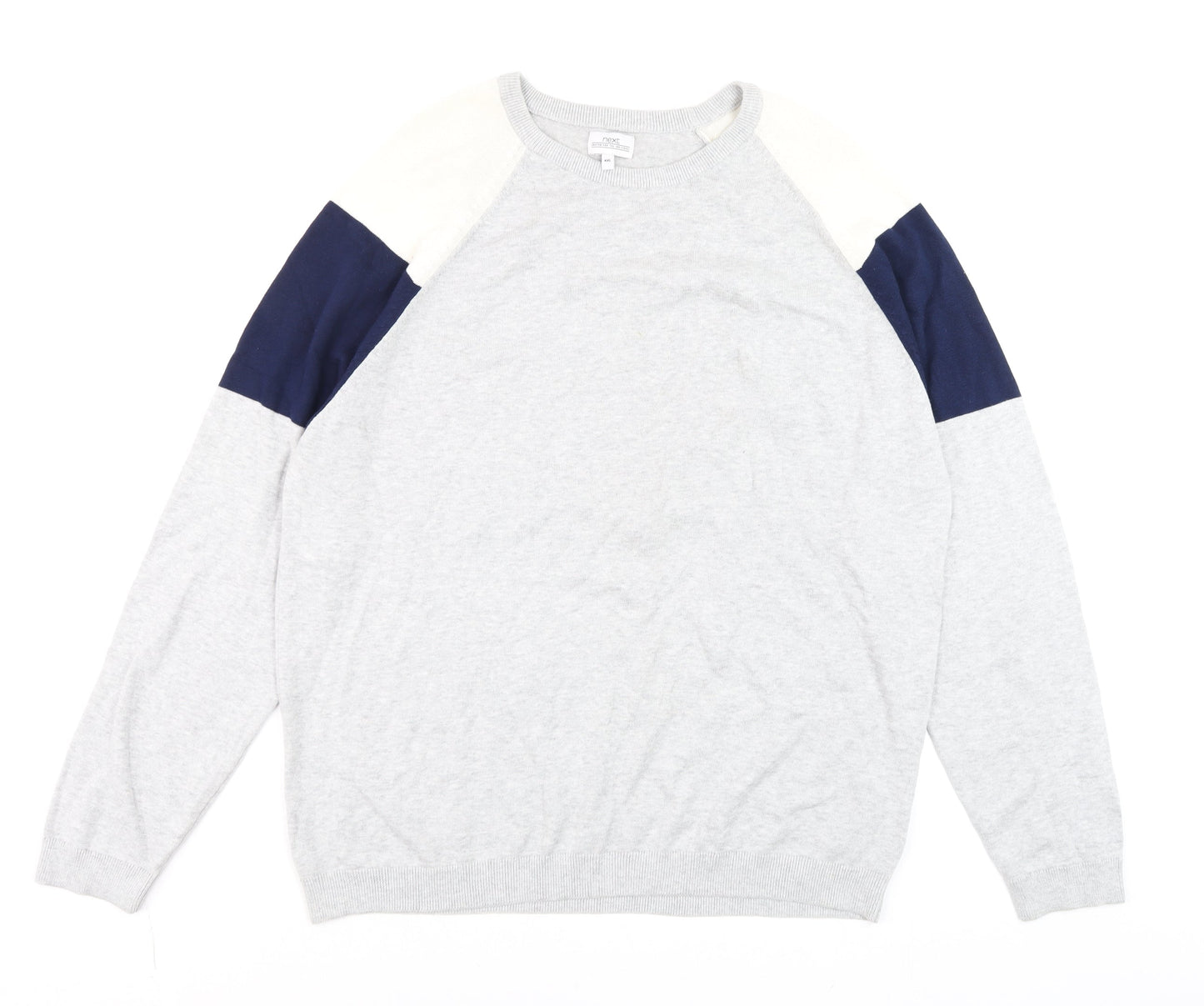 Next Men Grey 2XL Crew Neck Cotton Pullover Jumper