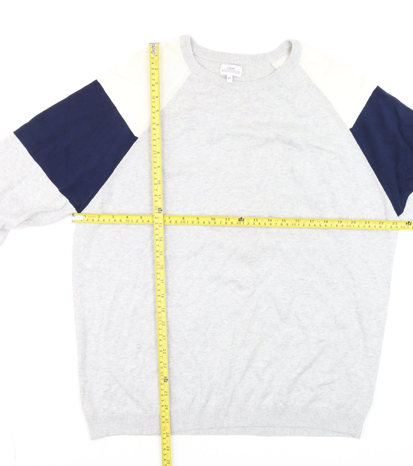 Next Men Grey 2XL Crew Neck Cotton Pullover Jumper
