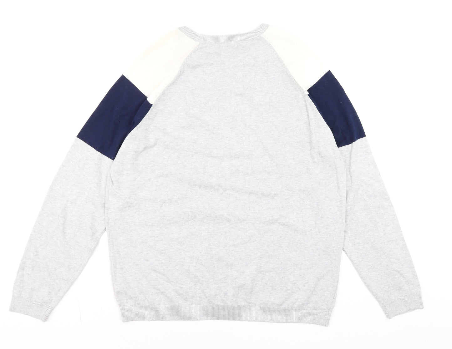 Next Men Grey 2XL Crew Neck Cotton Pullover Jumper