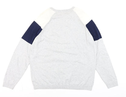 Next Men Grey 2XL Crew Neck Cotton Pullover Jumper
