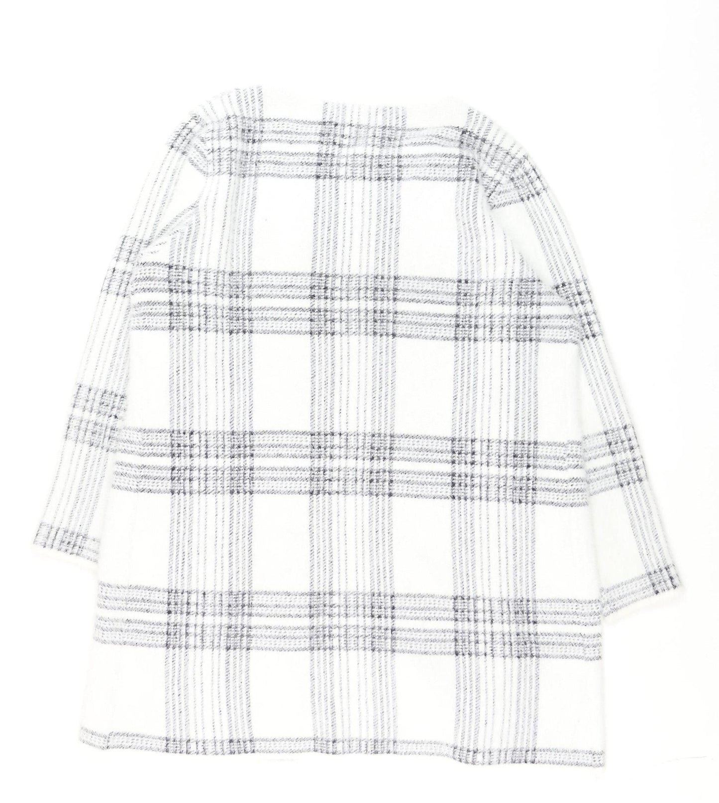 Pebble Bay Women White Check Knit Longline Cardigan M