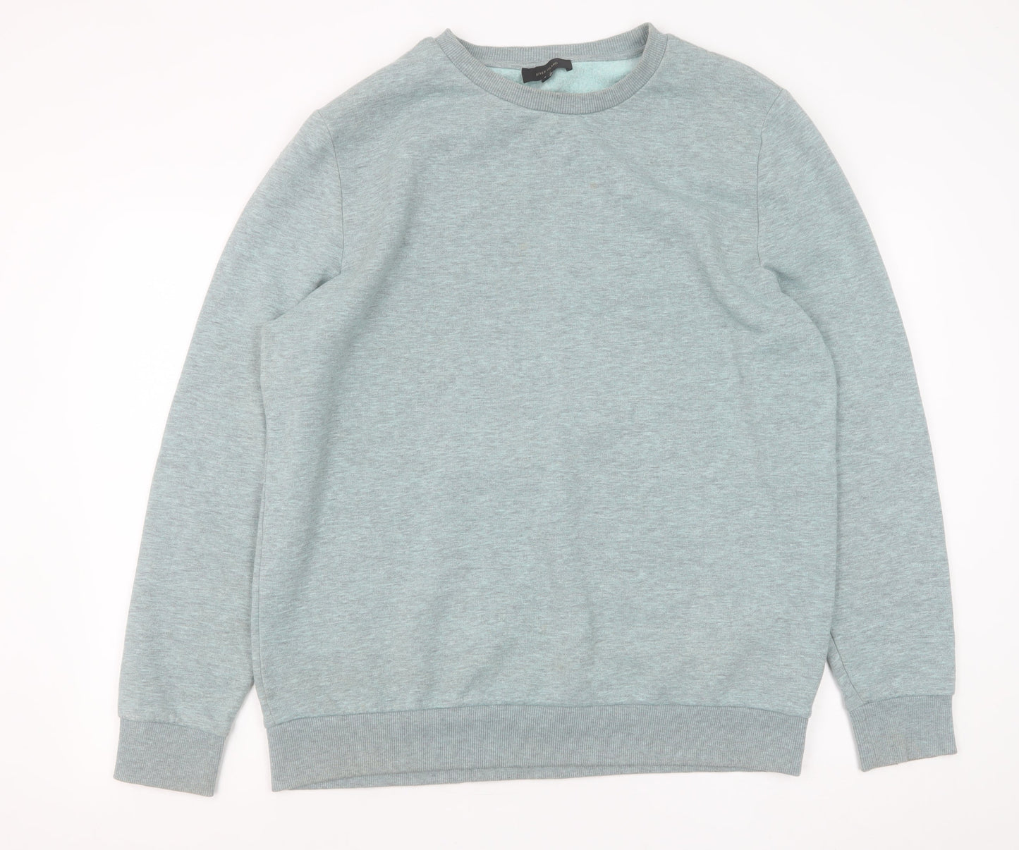 River Island Men Grey Fleece Pullover Sweatshirt Size L Regular Fit