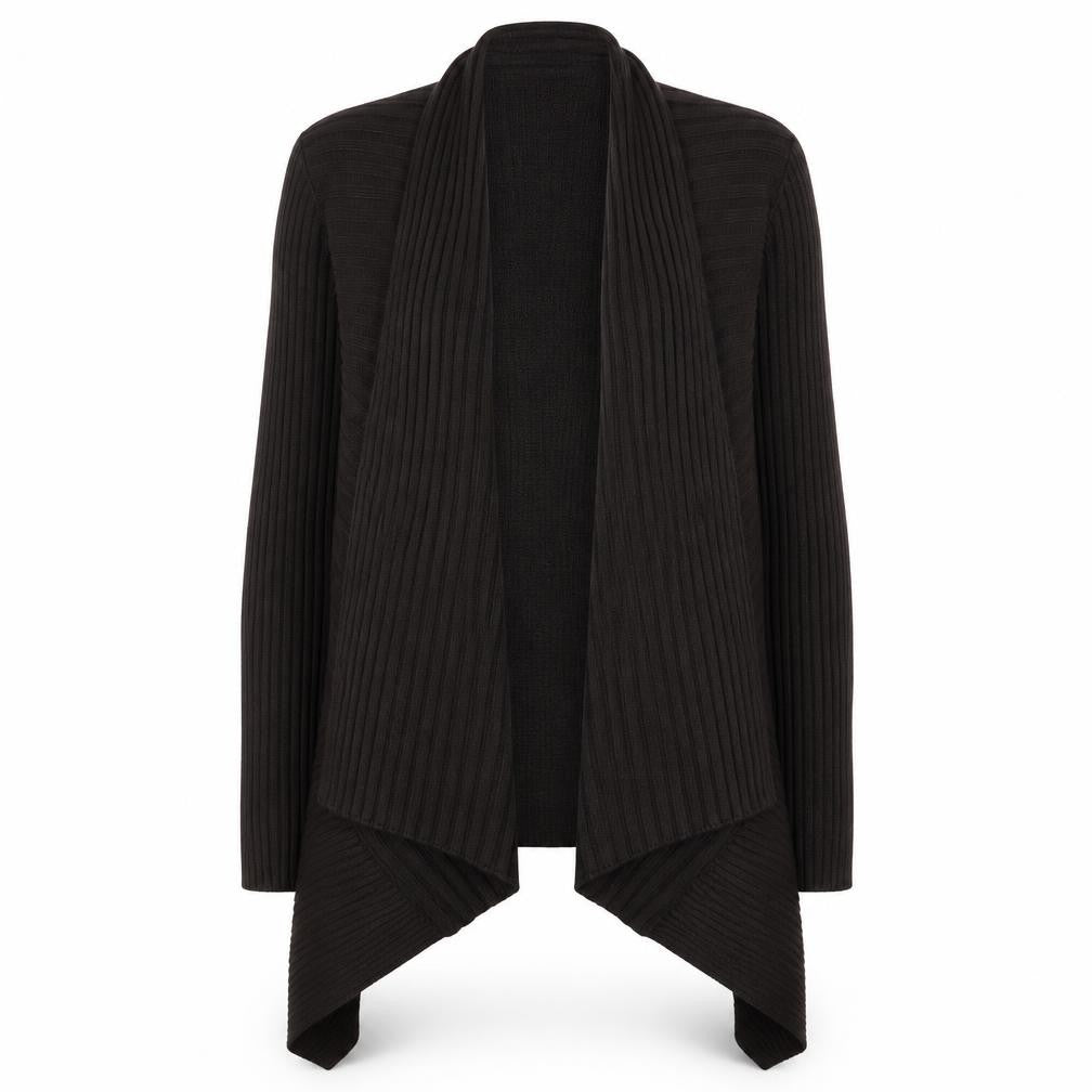 Wallis Women’s Black Ribbed Knit Open Front Cardigan Size S