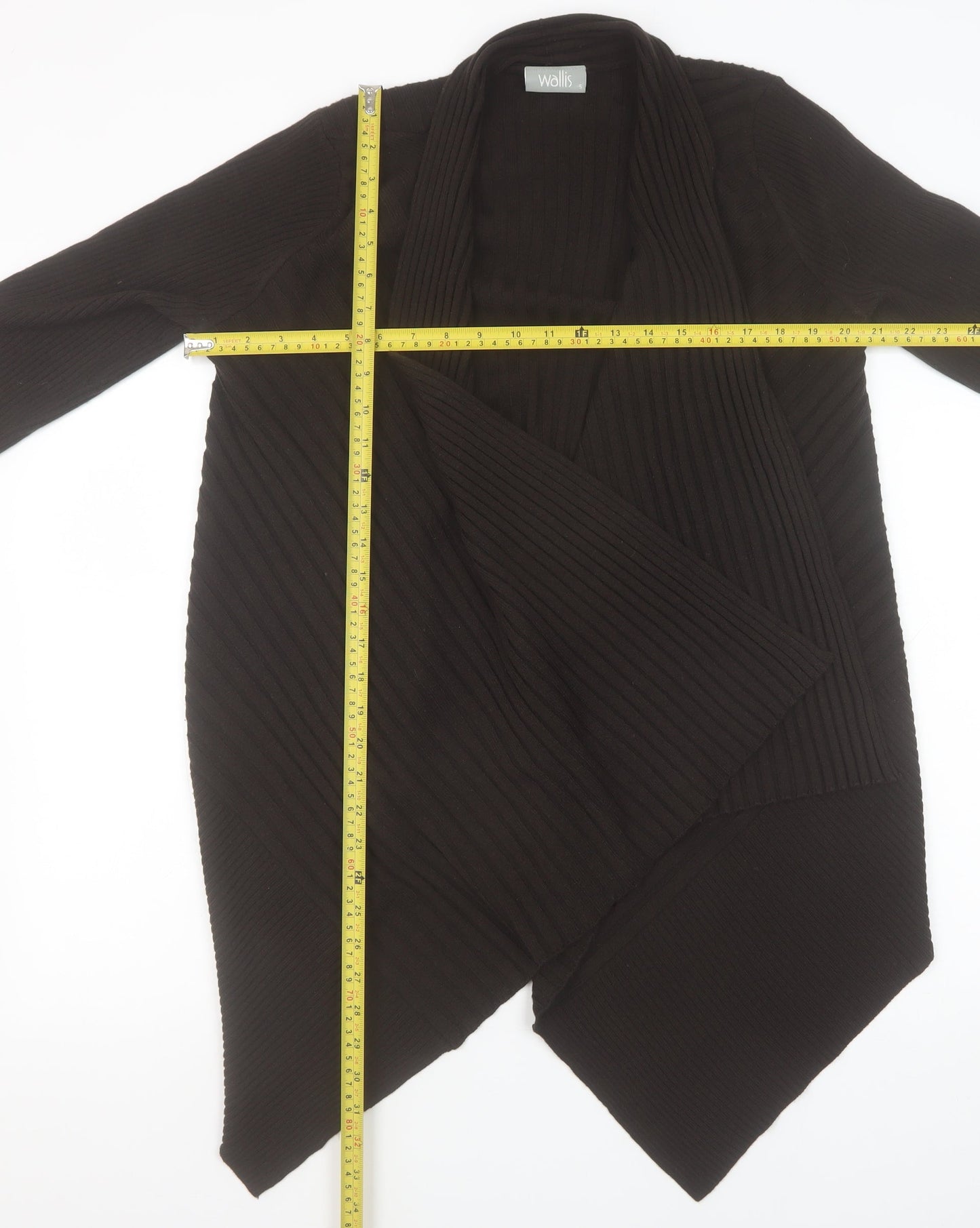 Wallis Women’s Black Ribbed Knit Open Front Cardigan Size S