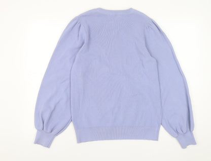 Close-up detail of Gallery Women’s Purple Long Sleeve Crew Neck jumper M