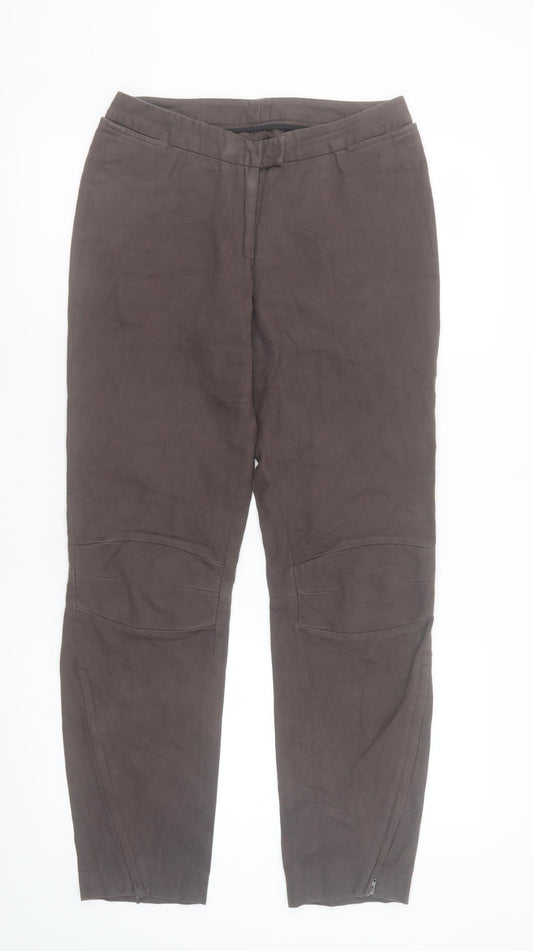 Costume National Women’s Brown Cotton Stretch Zip Trousers Size 14